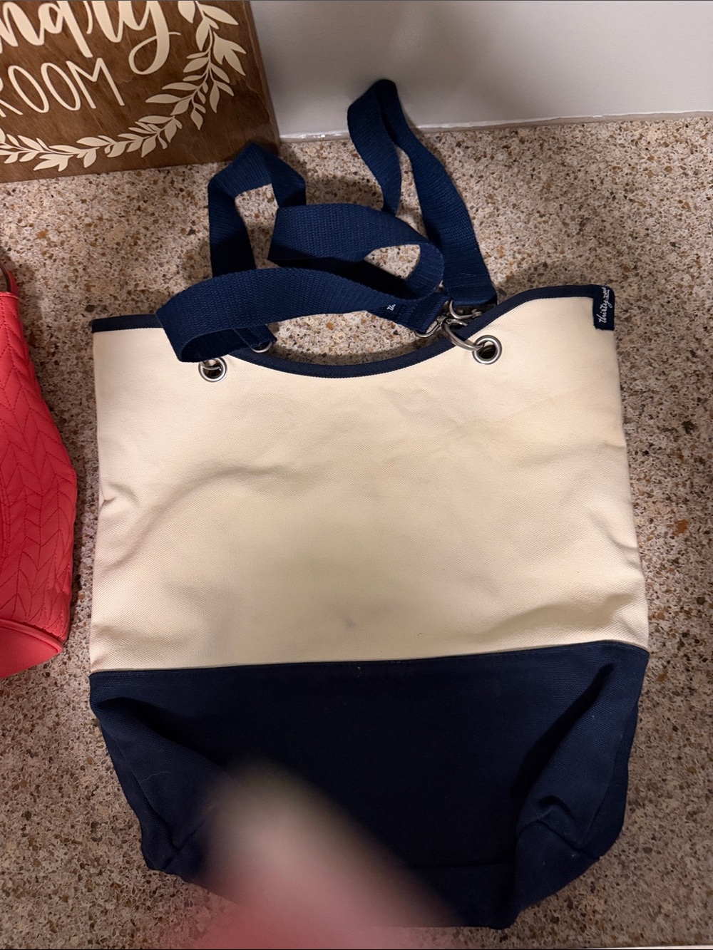thirty-one Navy and Cream Two-Tone Canvas Tote